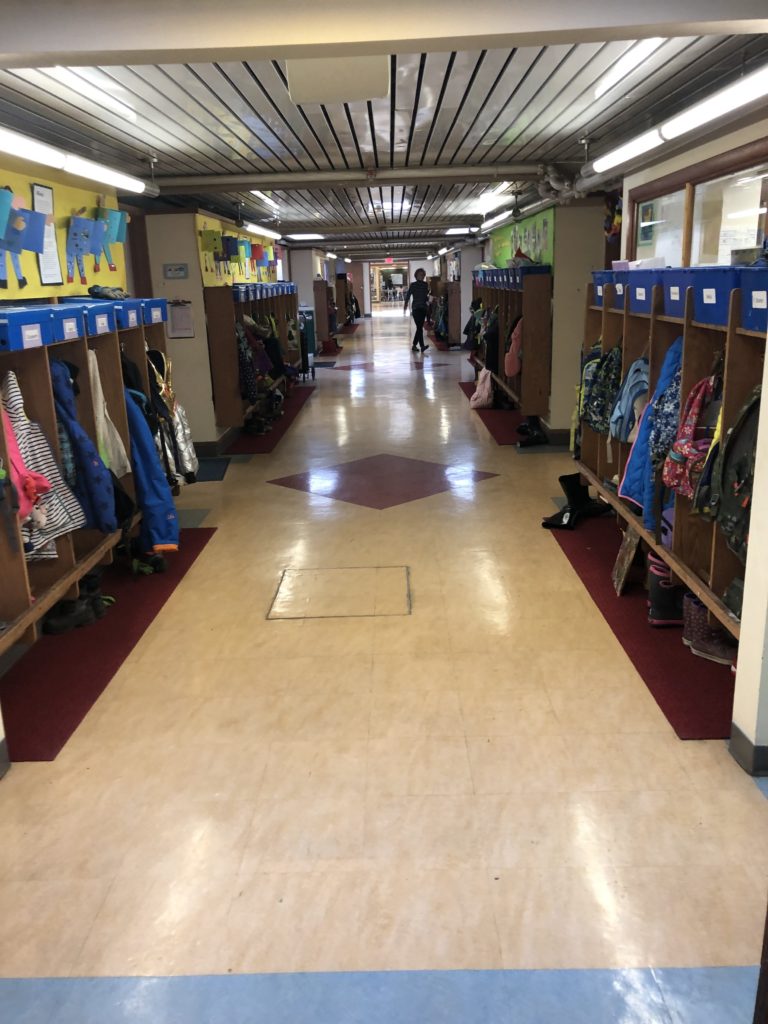 Lower School hallway with classrooms from grade 1-5 at Cambridge Friends School