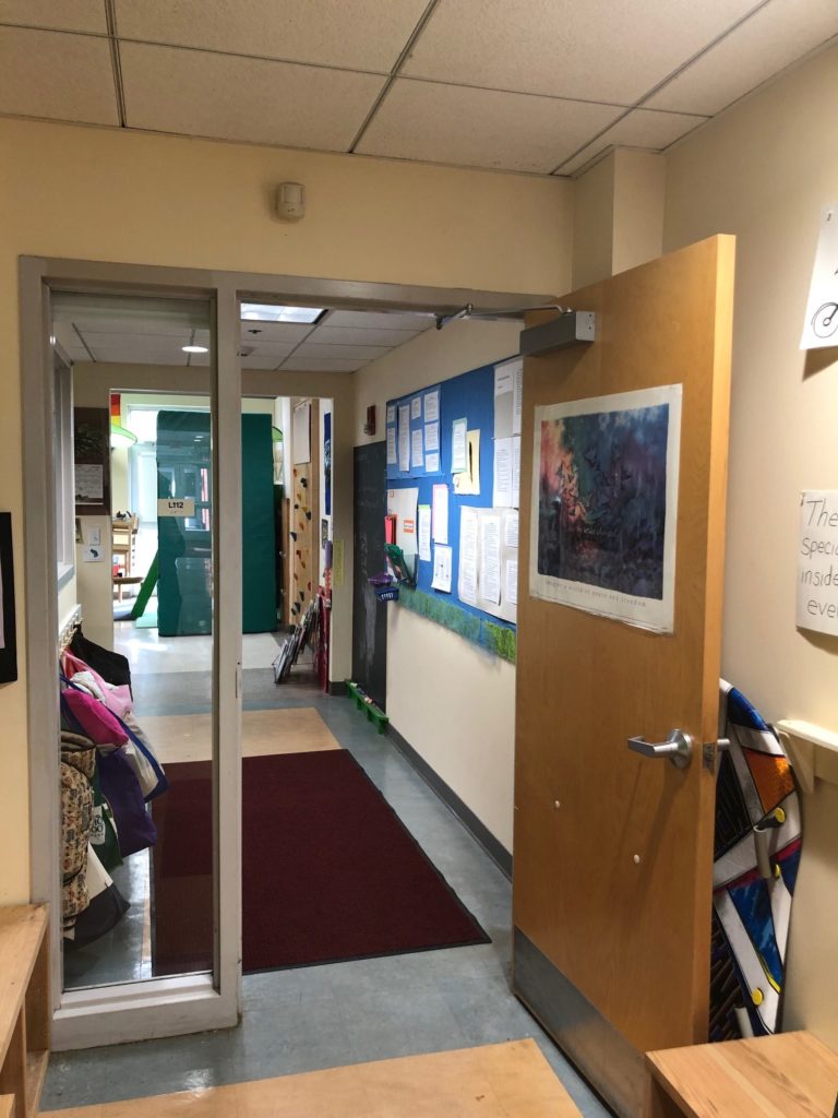 Entrance to Green Room - Pre-K and Kindergarten Classroom at Cambridge Friends School