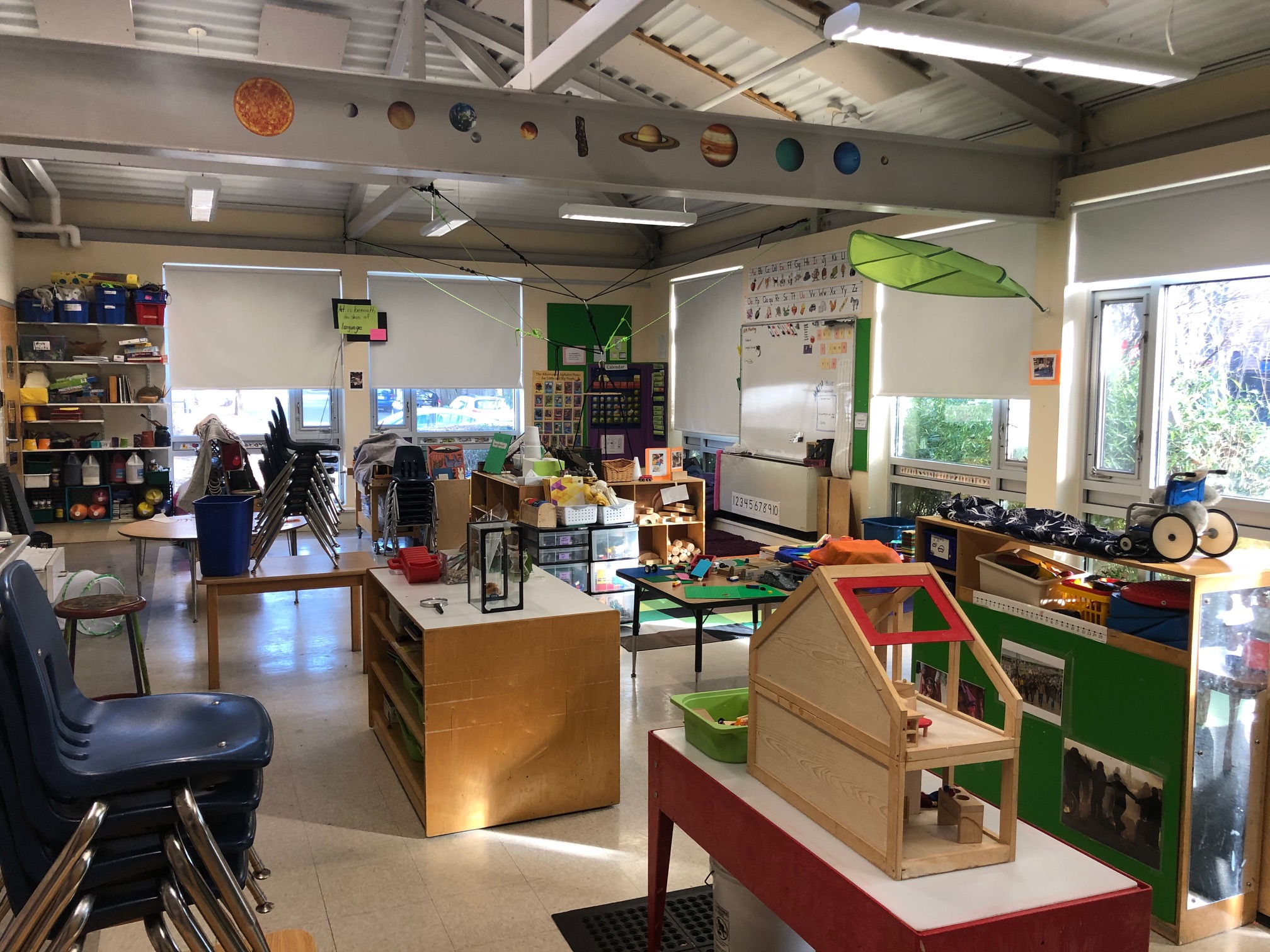 Interior of Pre-K and Kindergarten play-based classroom at Cambridge Friends School